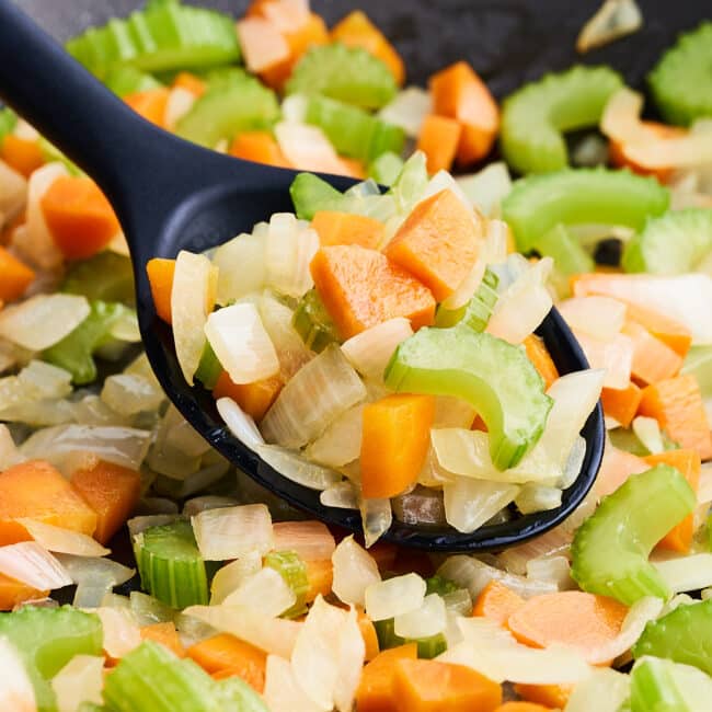 Spoonful of mirepoix.