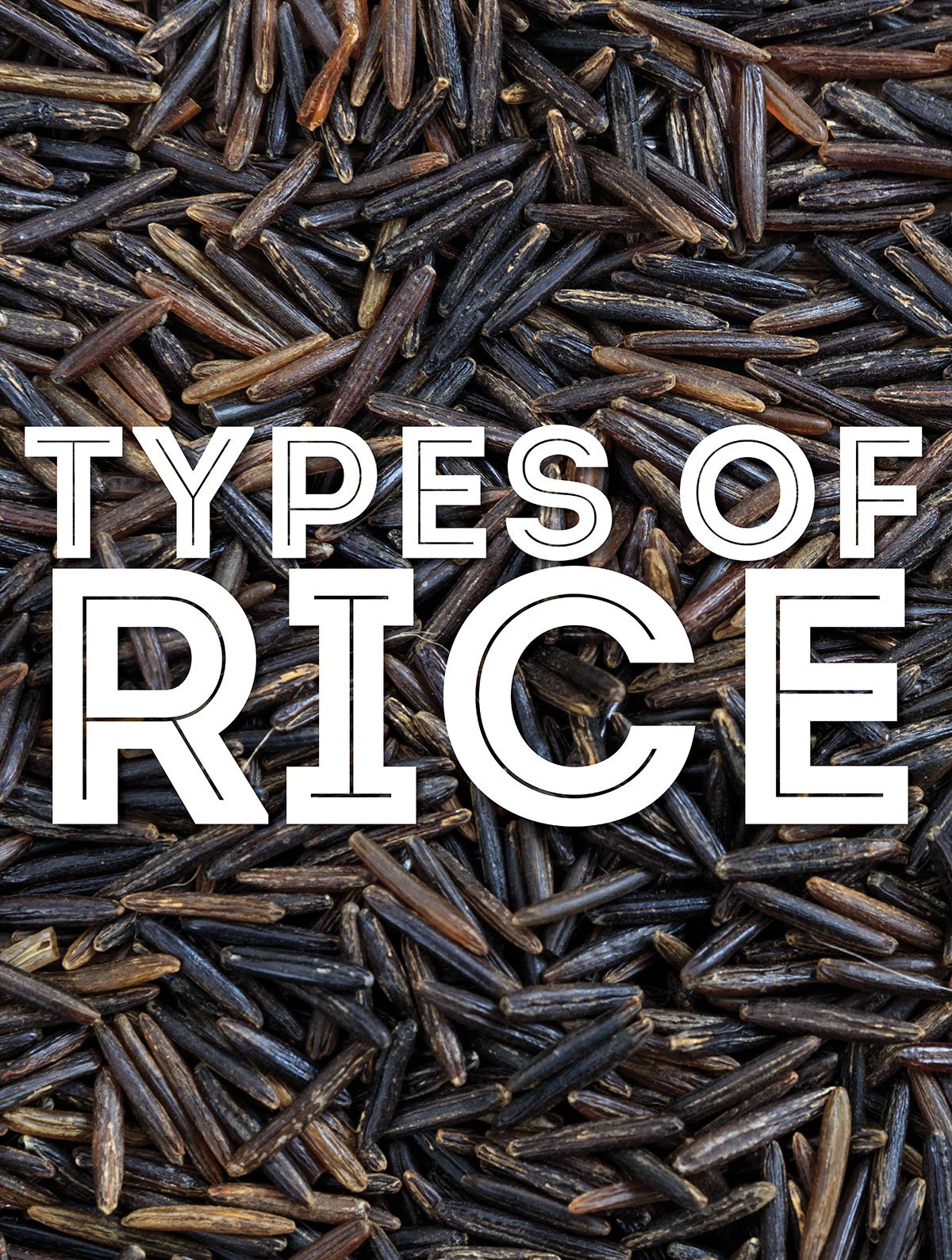 Collage that says "types of rice".