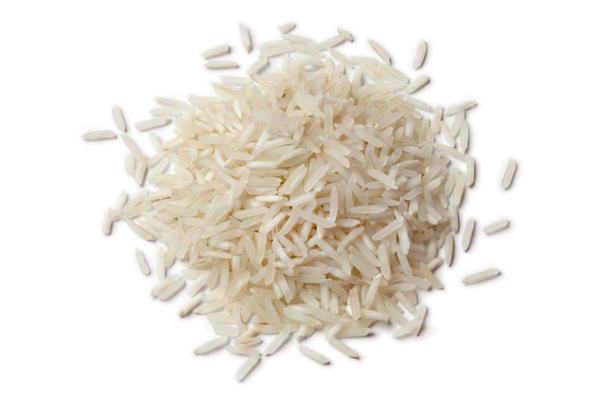 Basmati 370 rice on an isolated white background.