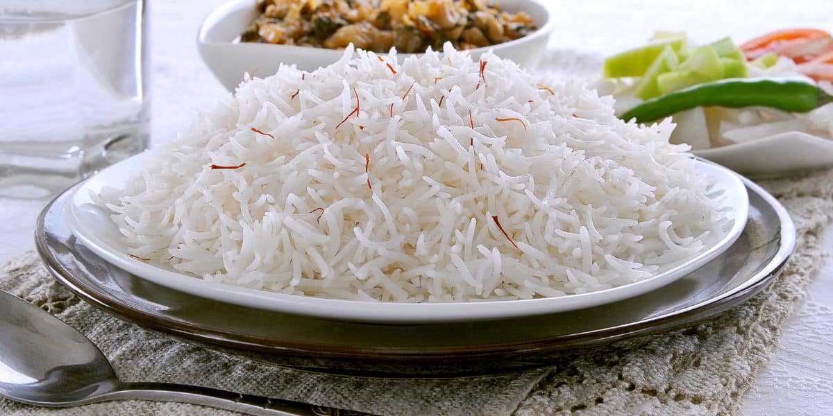 Biryani rice on a plate.