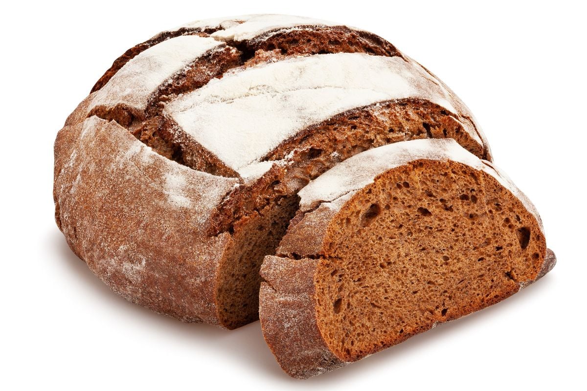 Brown bread on a white background.
