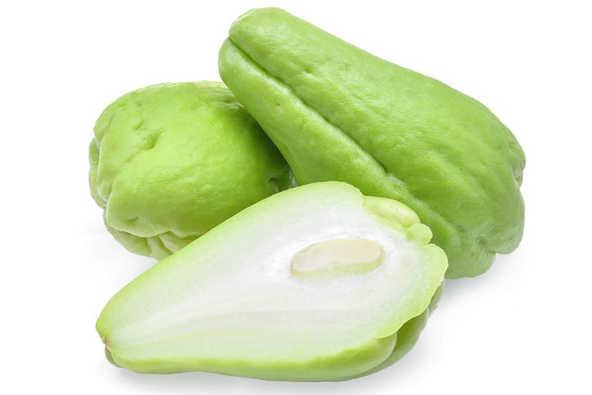 Chayote on a white background.