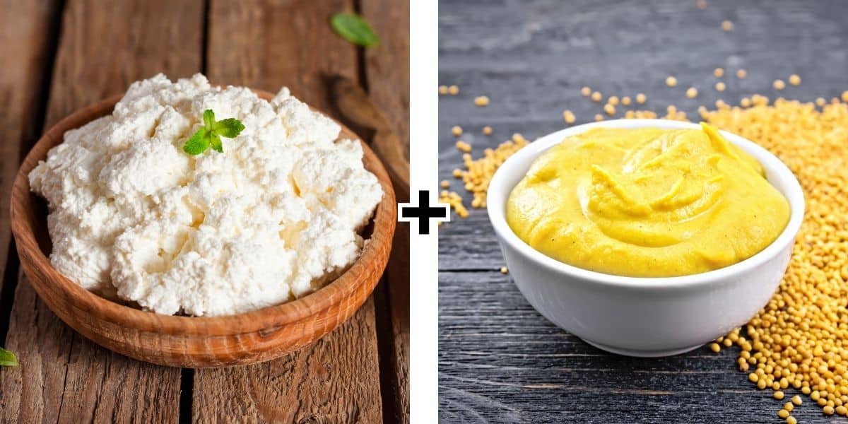 Cottage cheese and mustard.