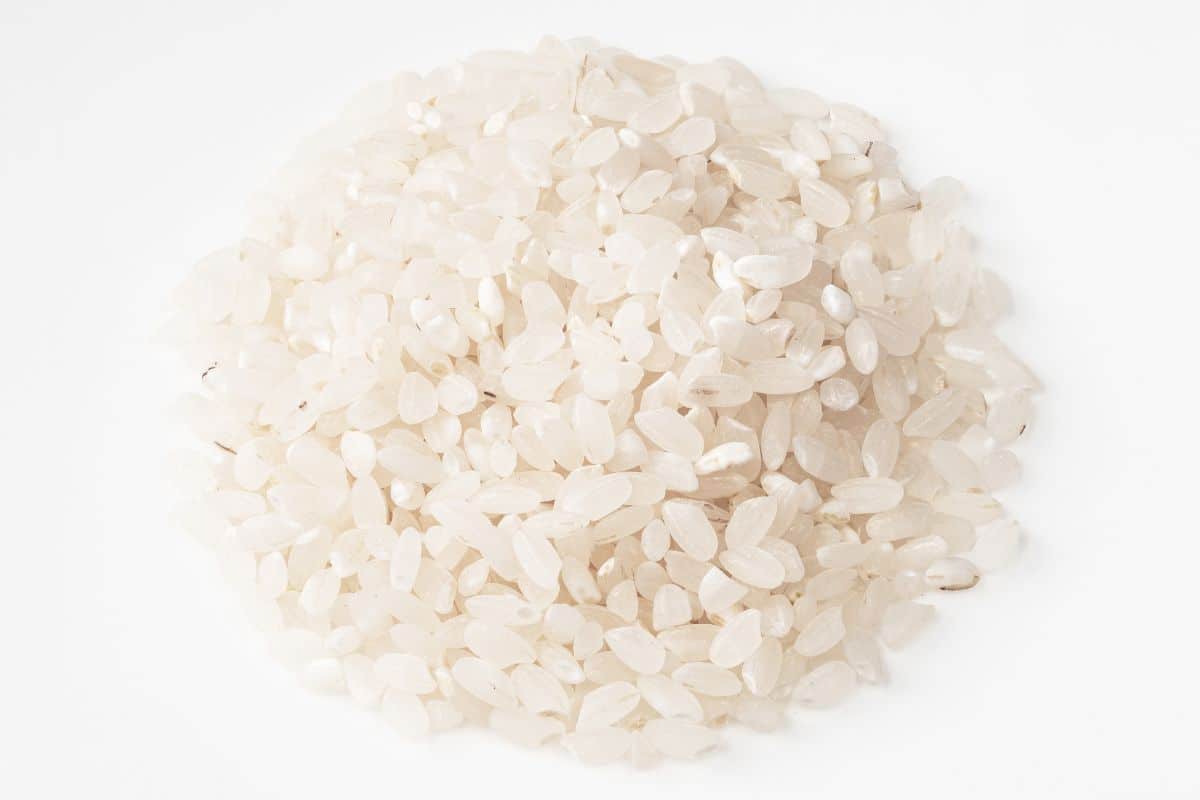 Doongara rice on an isolated white background.