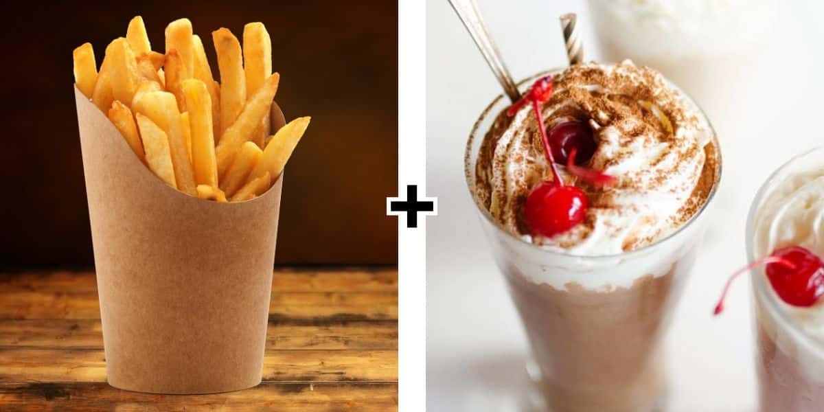 Fries and milkshake.