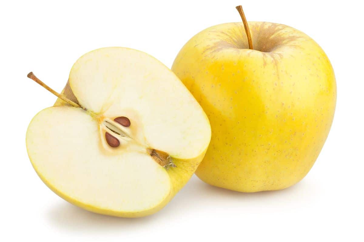 Golden apples on a white background.