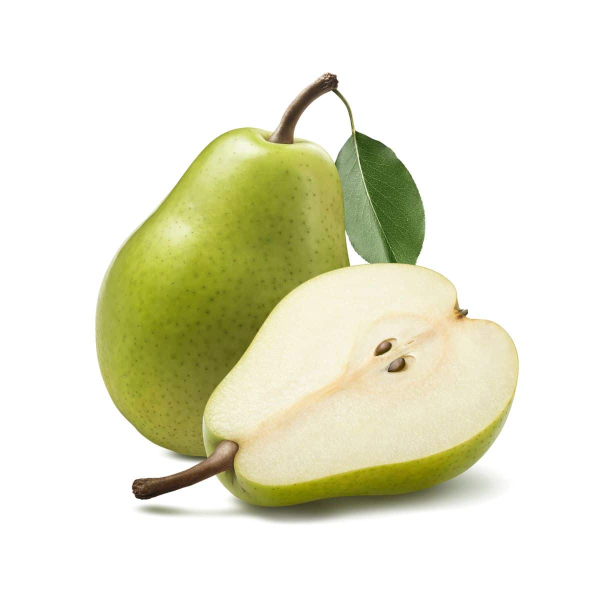 Green adjou pear on a white background.