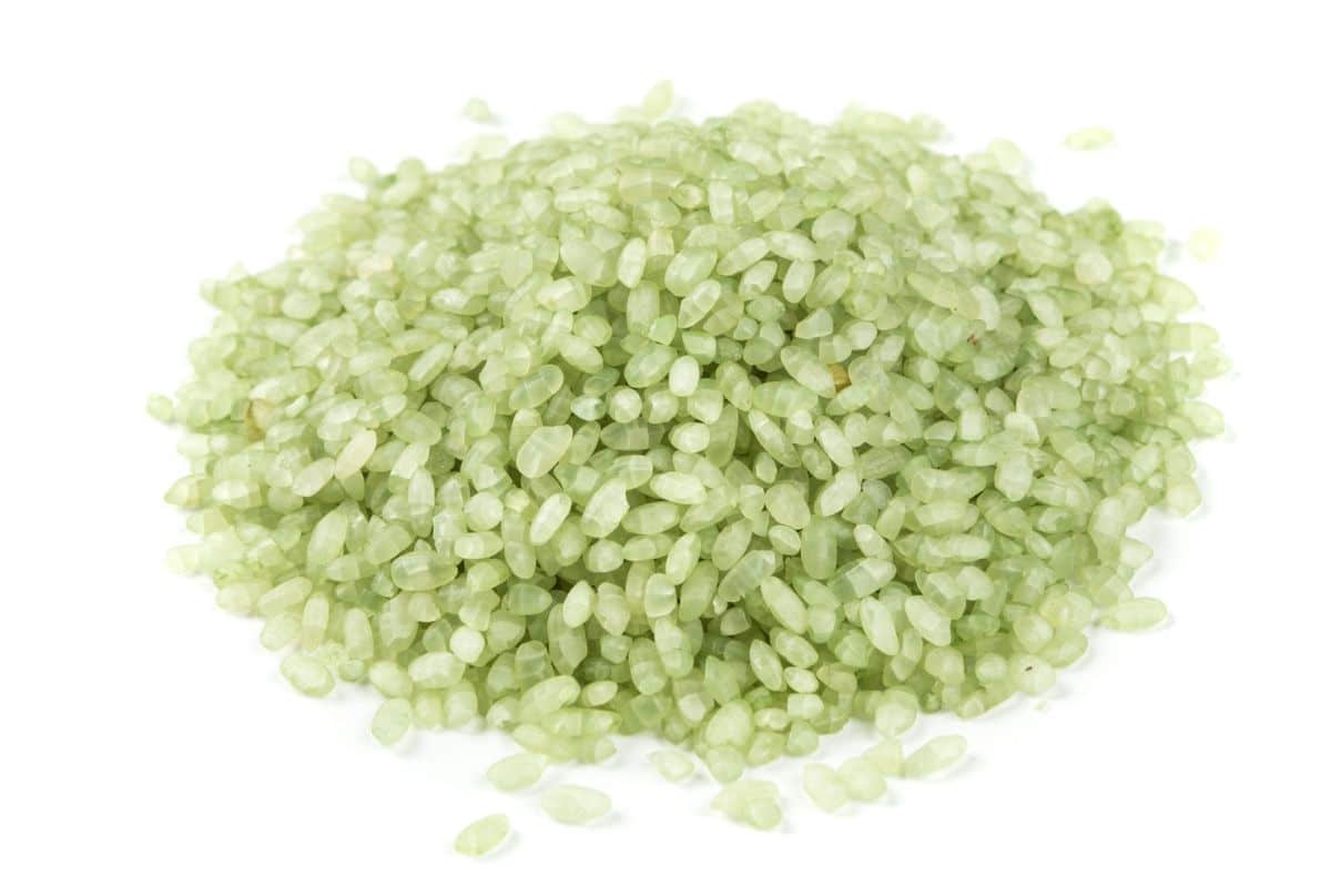 Jade pearl rice on an isolated white background.