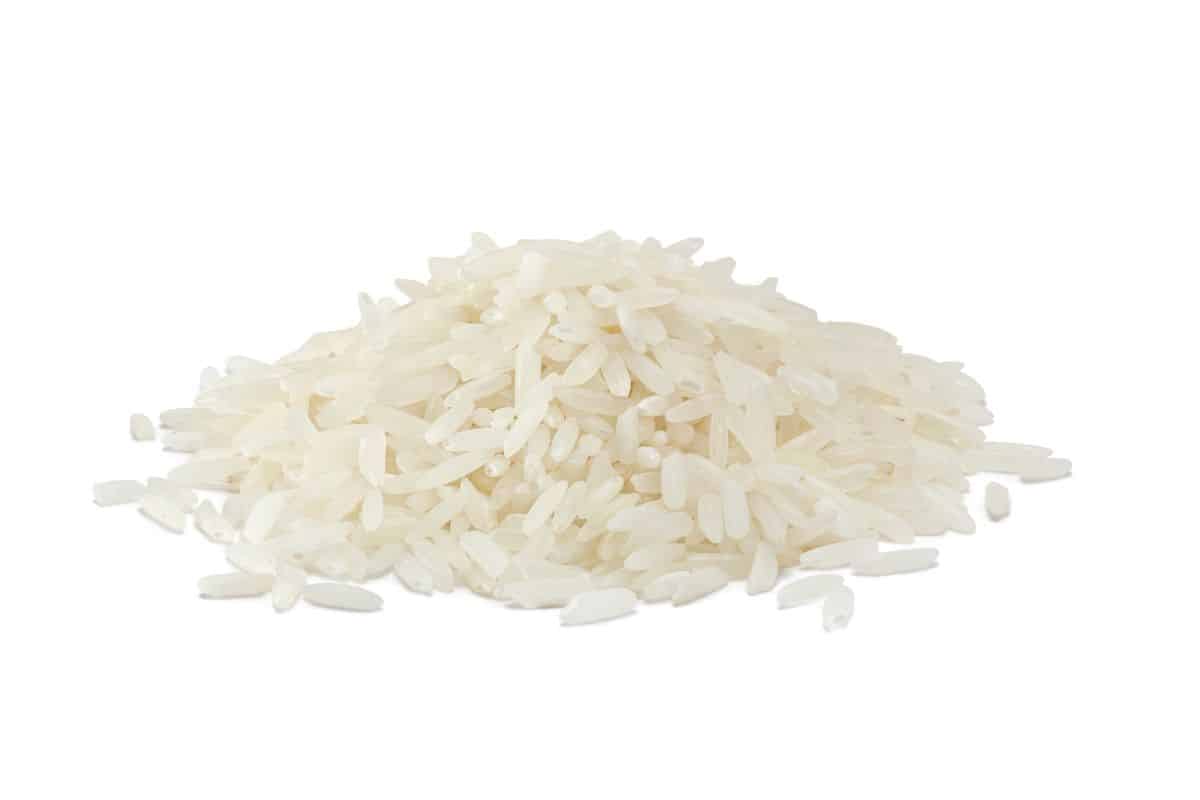 Jasmine rice on an isolated white background.