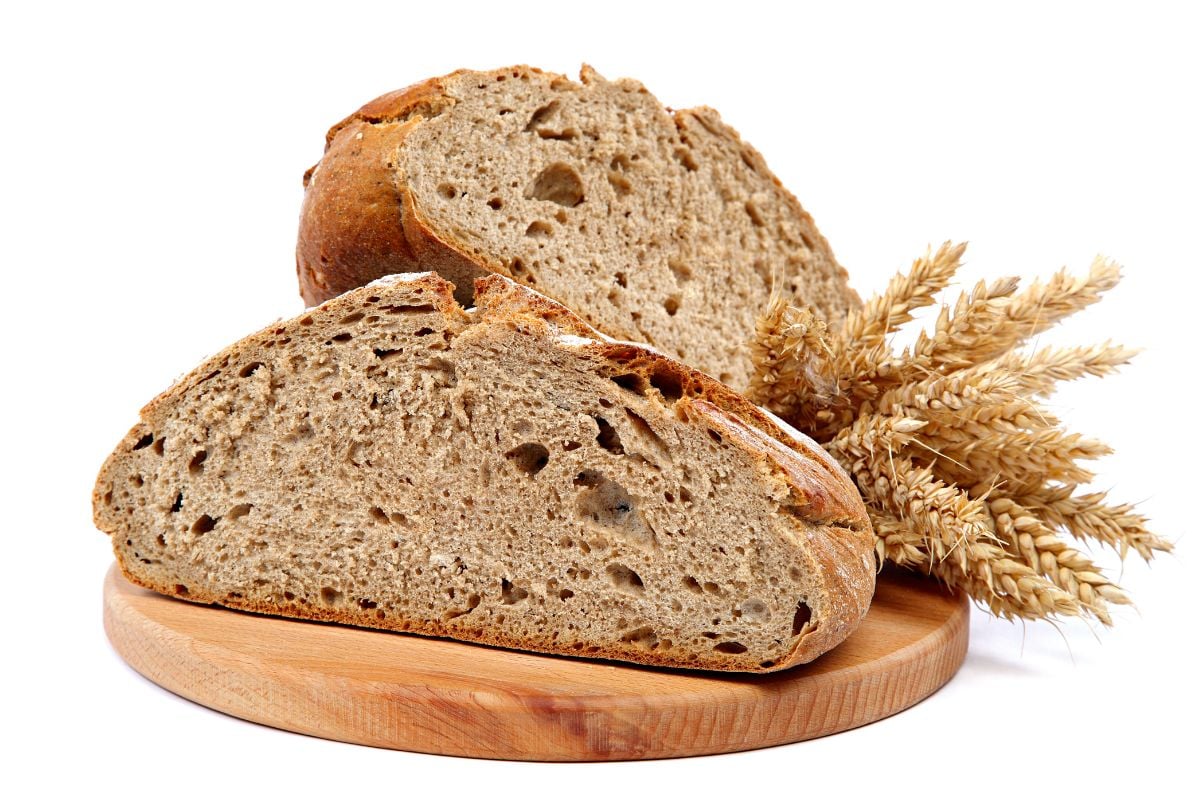 Rye bread on a white background.