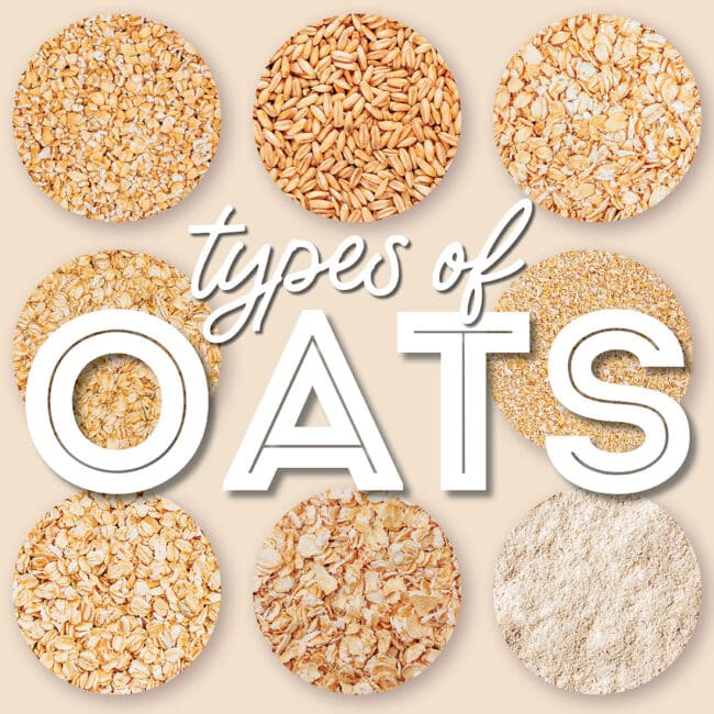 Collage that says "types of oats".
