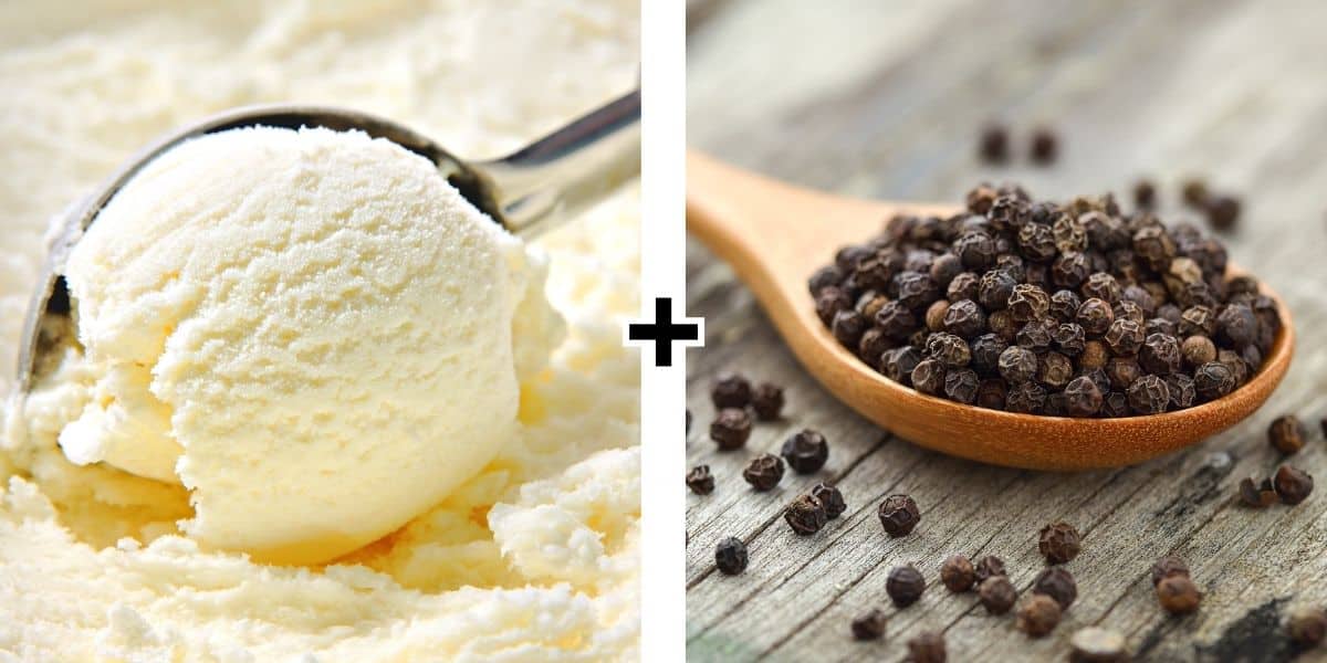 Vanilla ice cream and black pepper.