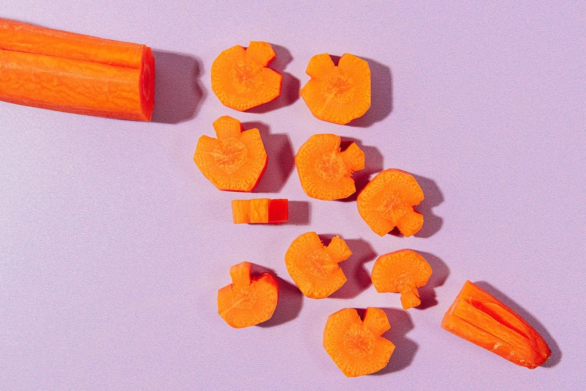 Carrots cut into pumpkins.