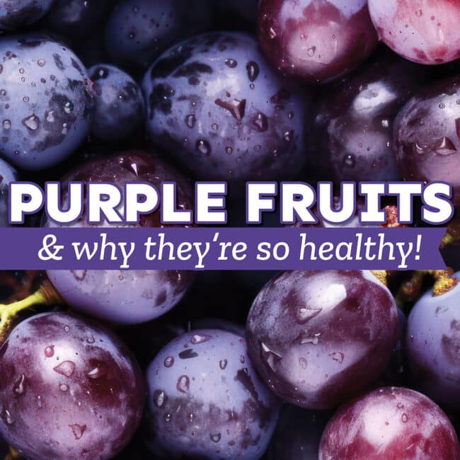 Collage that says "purple fruits".