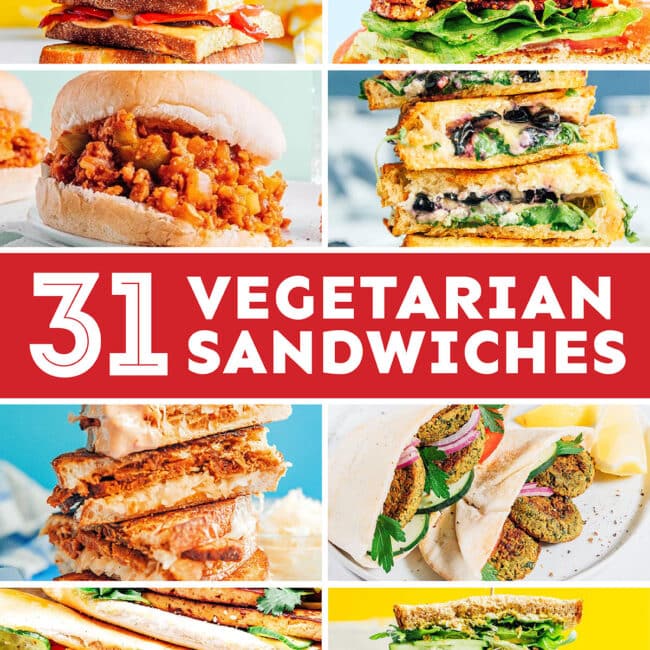 Collage that says "31 vegetarian sandwiches".