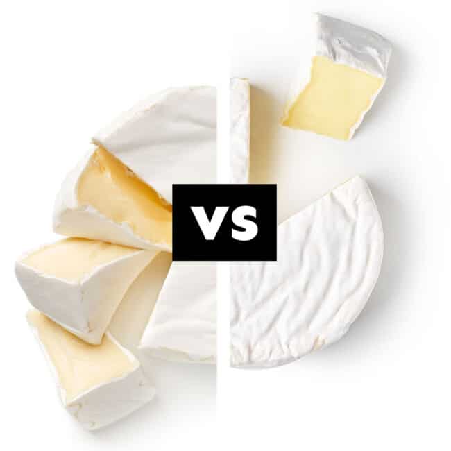 Collage that says Camembert Vs Brie.