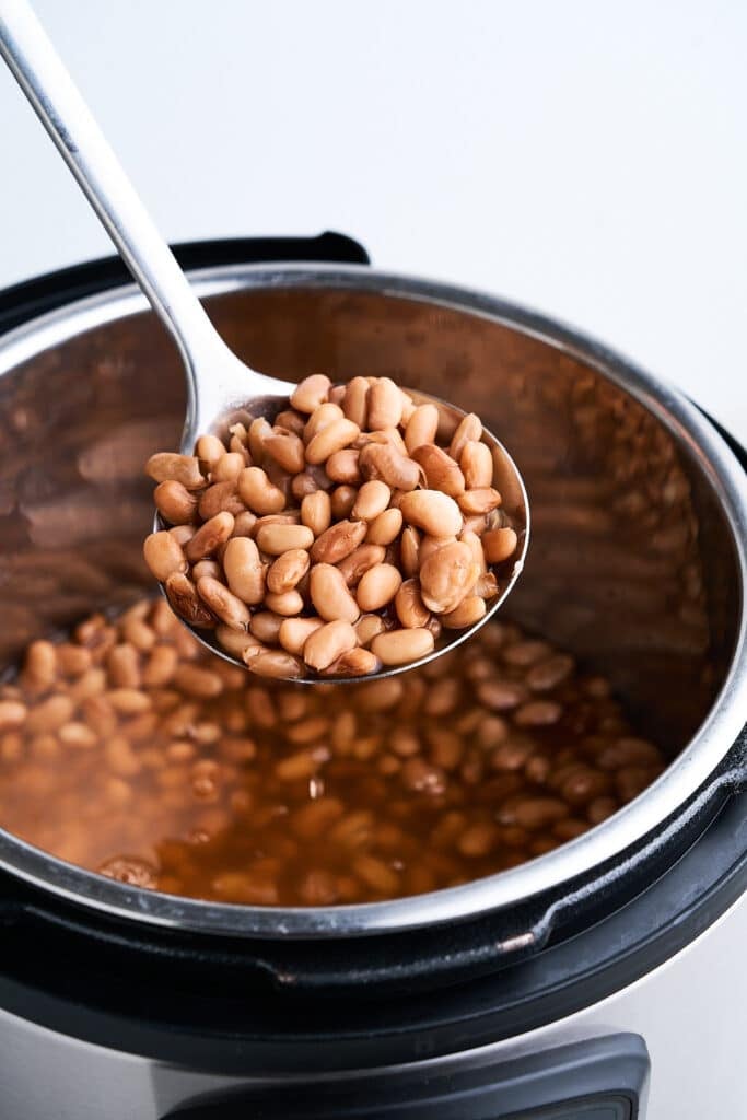 Cooked pinto beans in an Instant Pot.