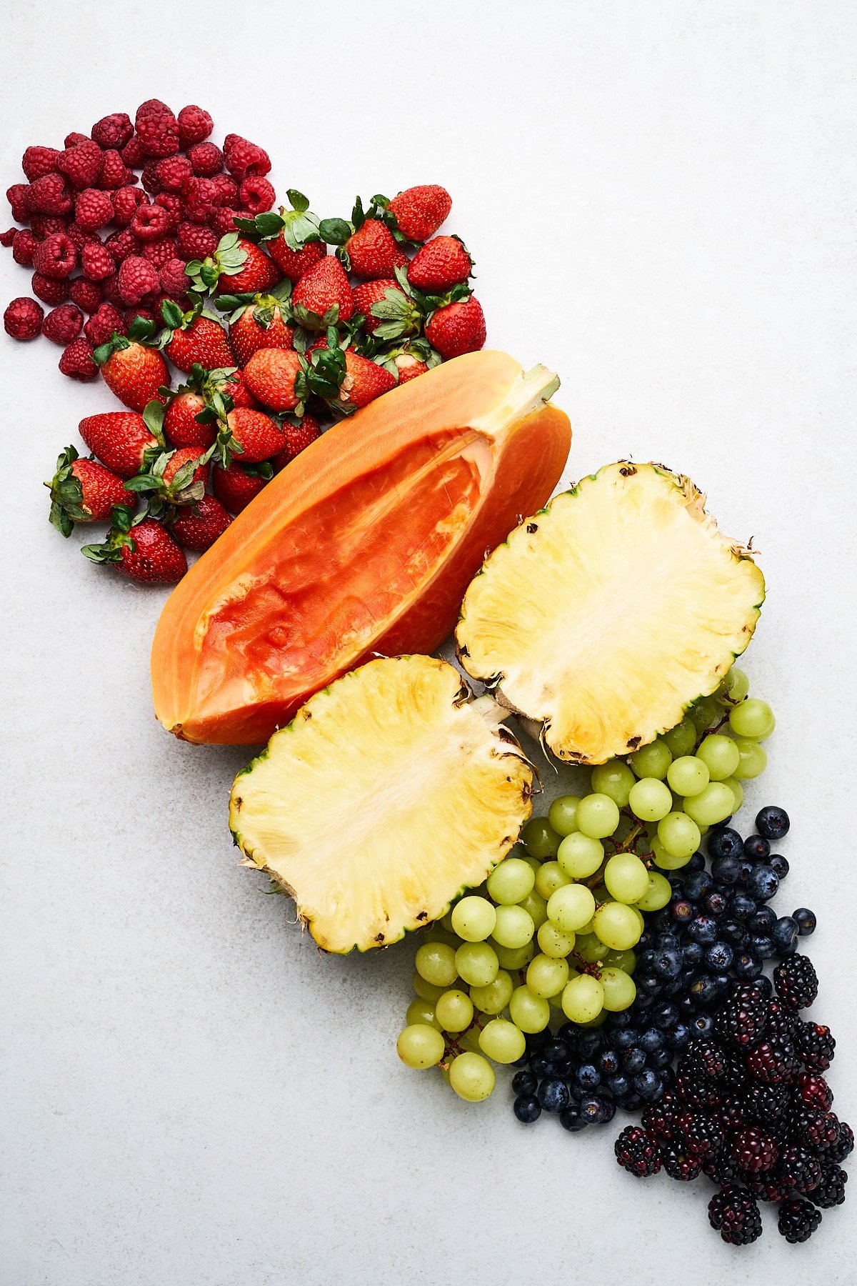 Fresh fruit in a row.