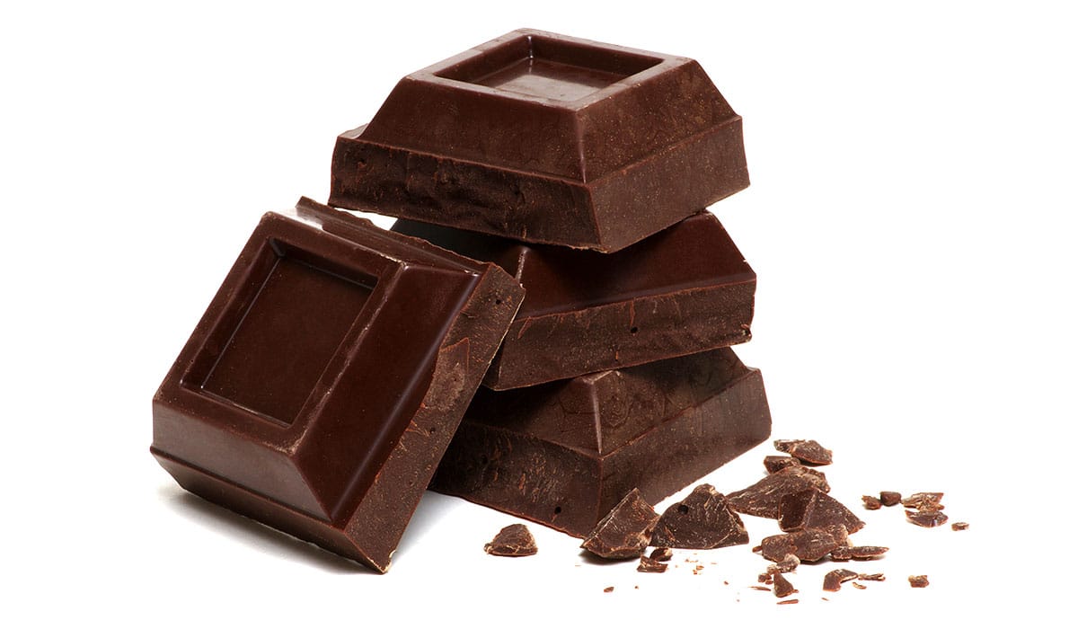 Chunks of dark chocolate. 
