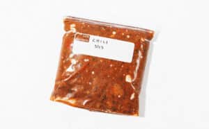 Frozen chili in a bag.