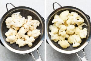 Steaming cauliflower.