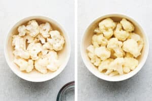 Microwaving cauliflower.