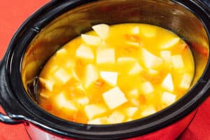 Potato soup in a slow cooker.