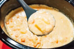 Potato soup in a slow cooker.