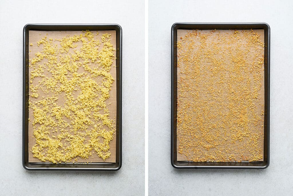 Baking lemon zest to dry it.