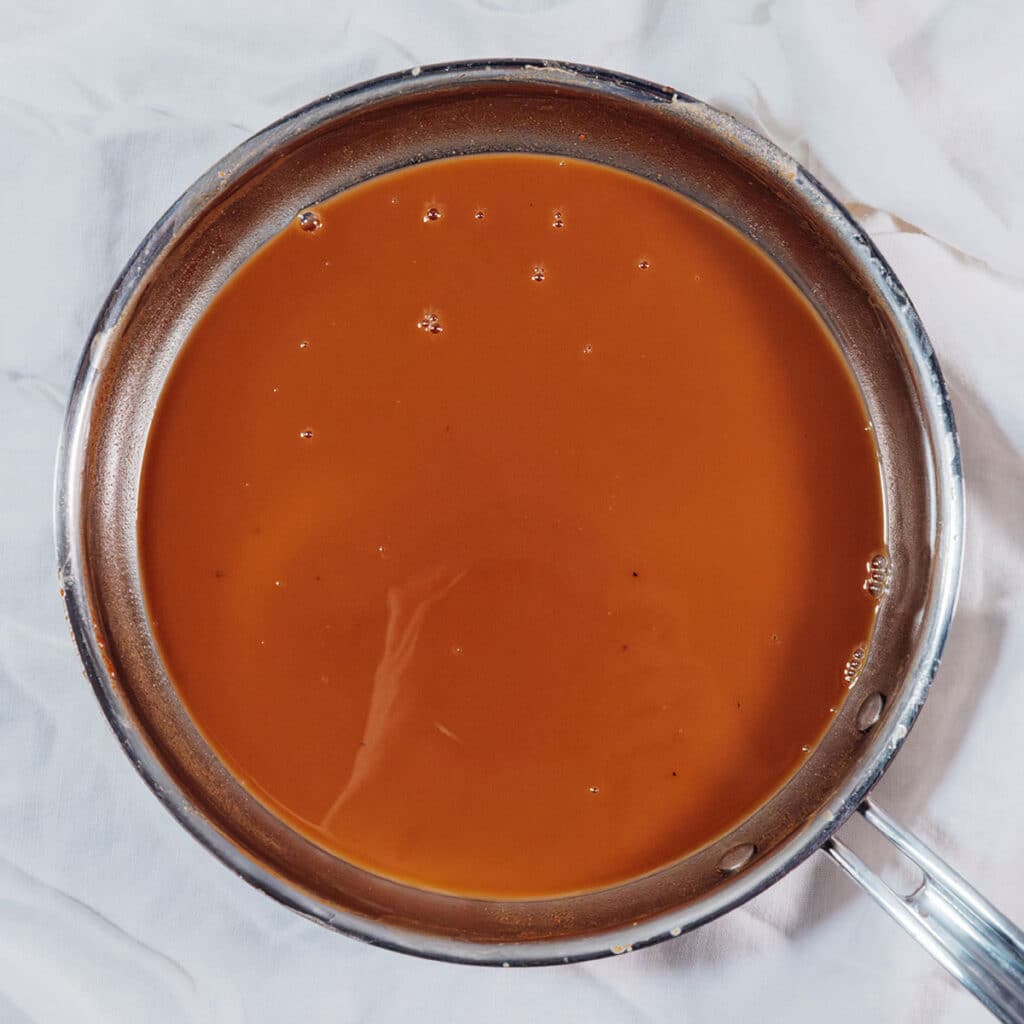 Brown roux in a pan.