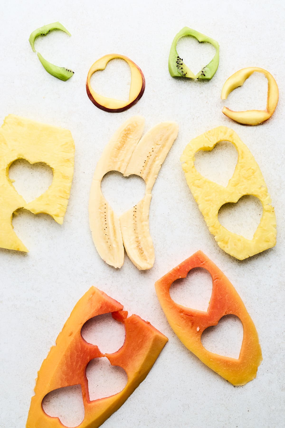 Fruit scraps from heart cut outs.