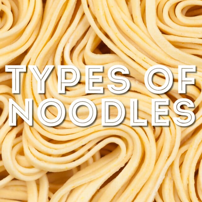 Collage that says "types of noodles".