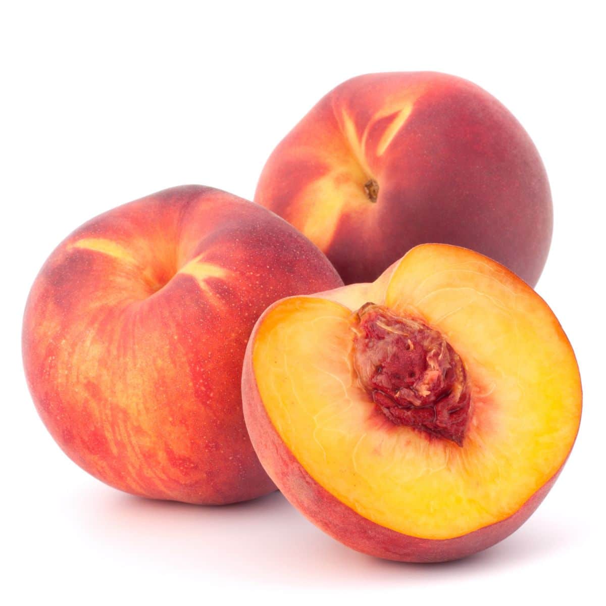 Gold dust peaches on a white background.
