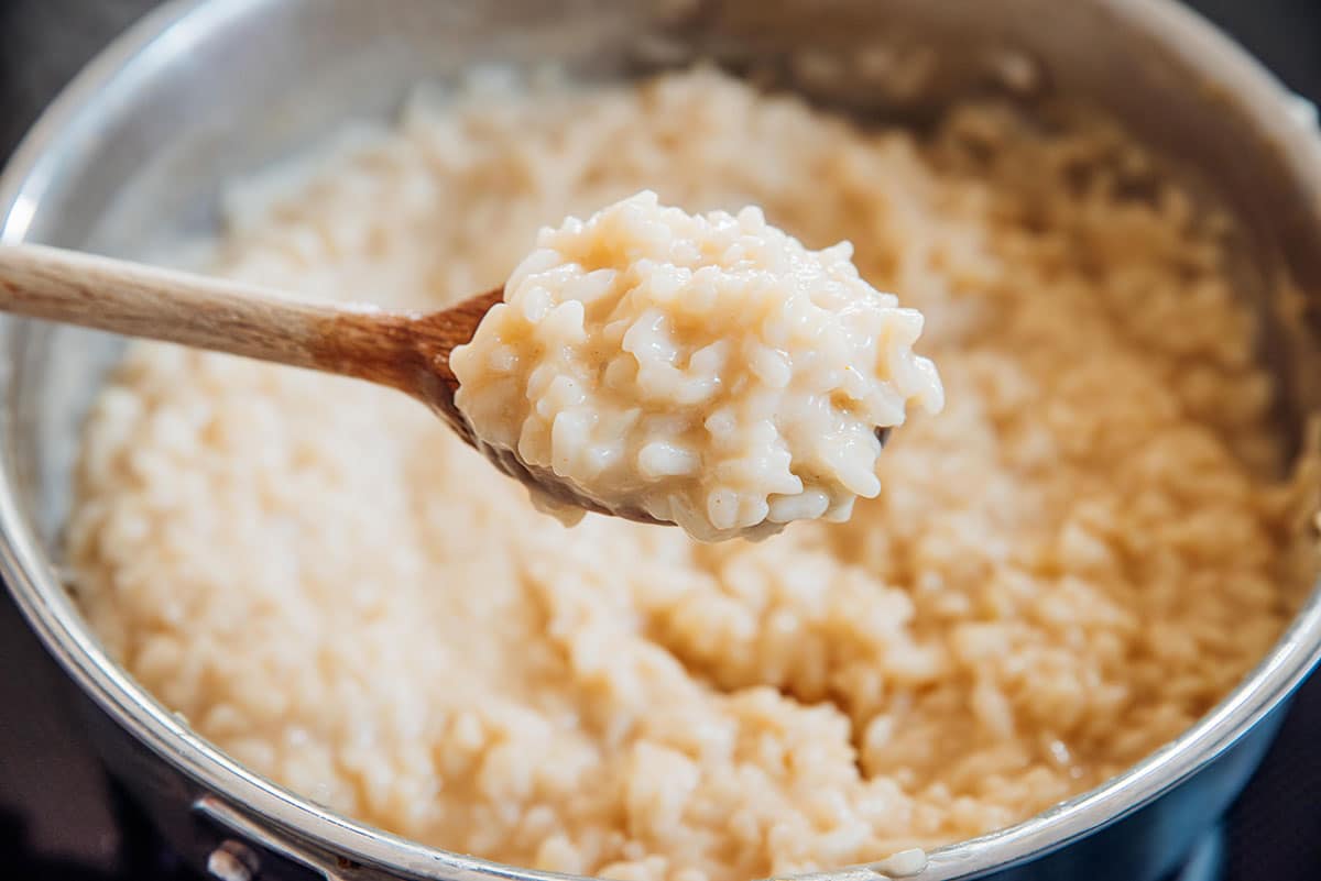 Risotto on a spoon.