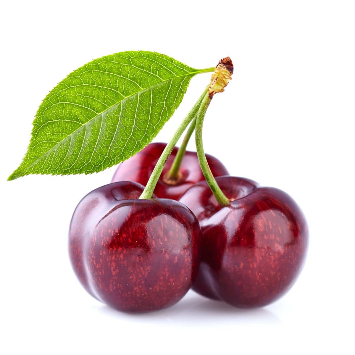 Sweet cherries on a white background.