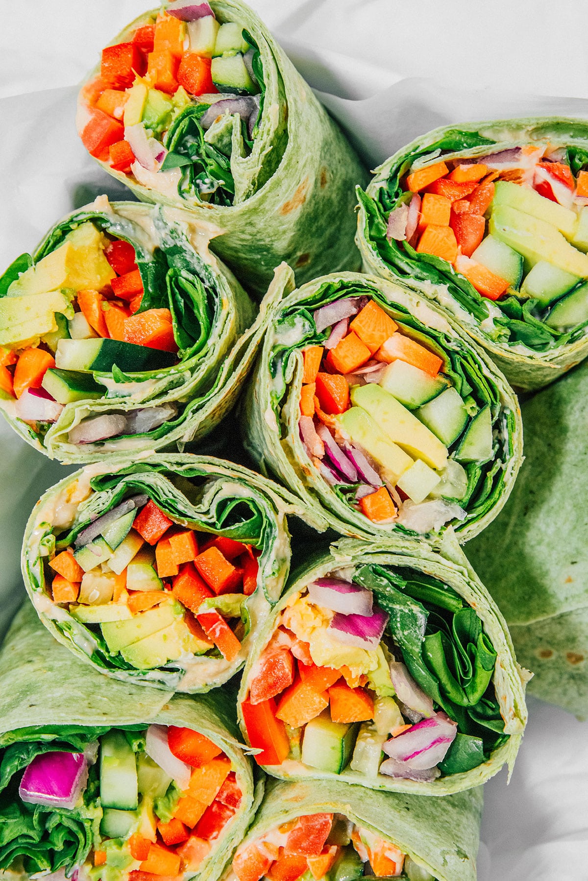 Cut veggie wraps from above.
