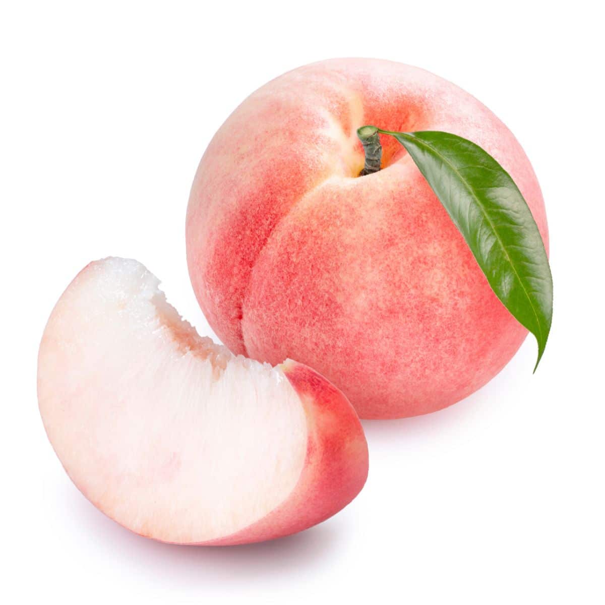 A white peach on a white background.