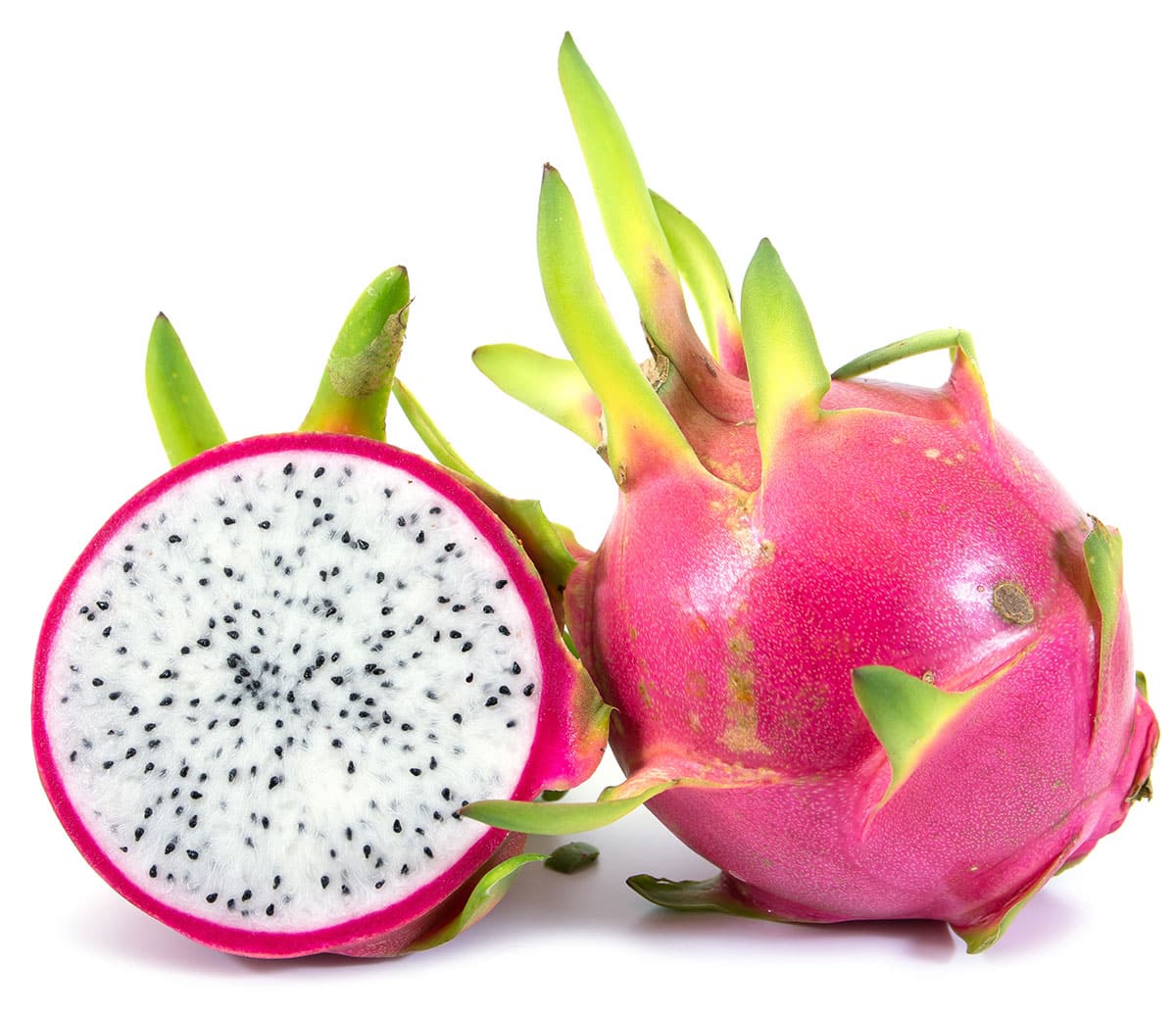 White dragon fruit on an isolated white background.