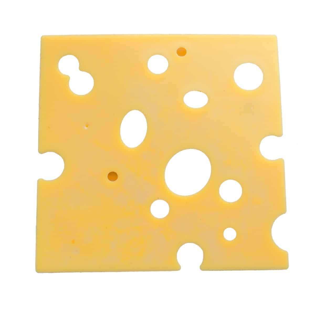 American swiss cheese on a white backgound.