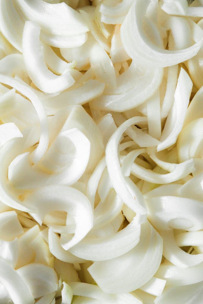 Sliced white onions.