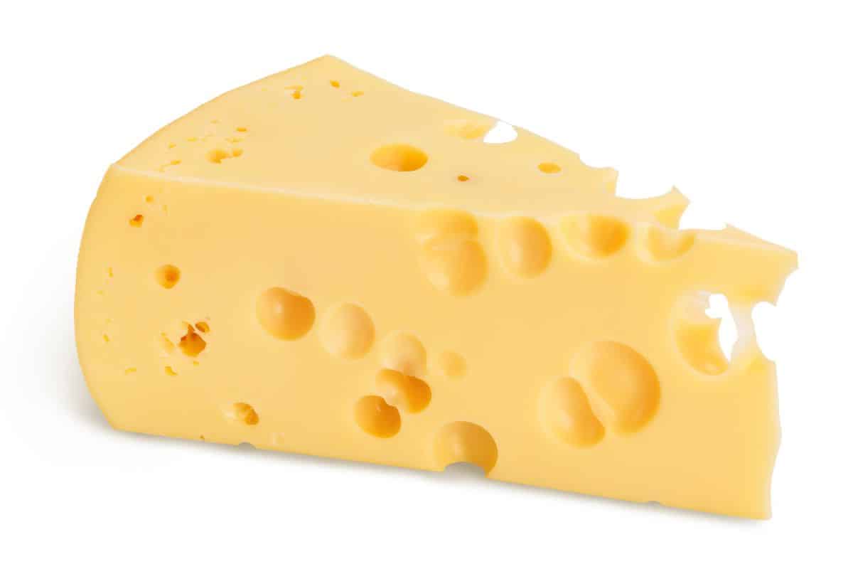 Meesdam cheese on a white background.