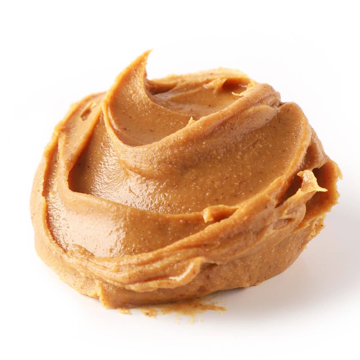 Peanut butter on a white background.