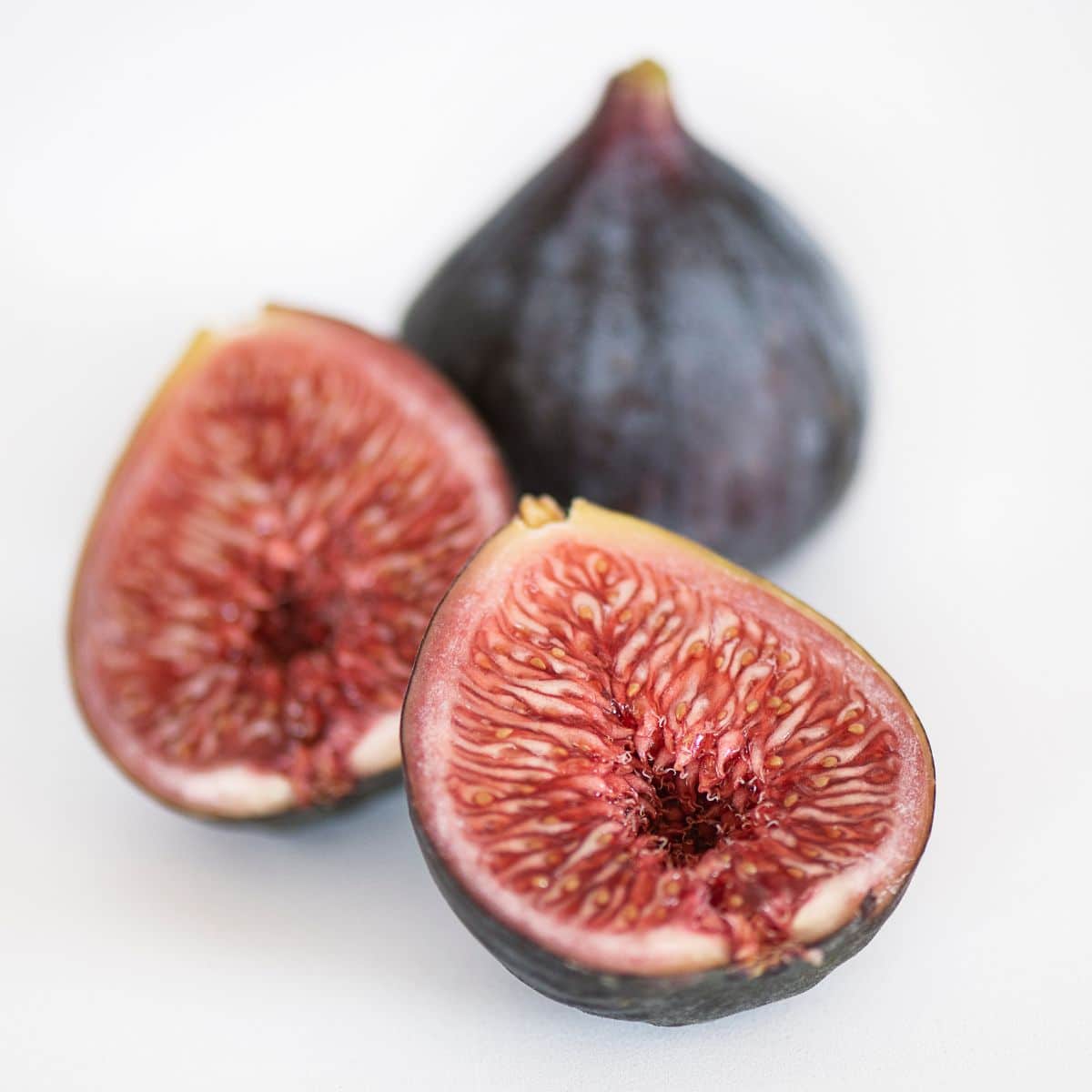 Black mission fig on an isolated white background.
