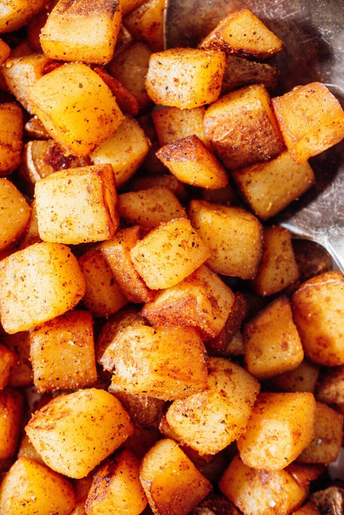 Breakfast potatoes close up.
