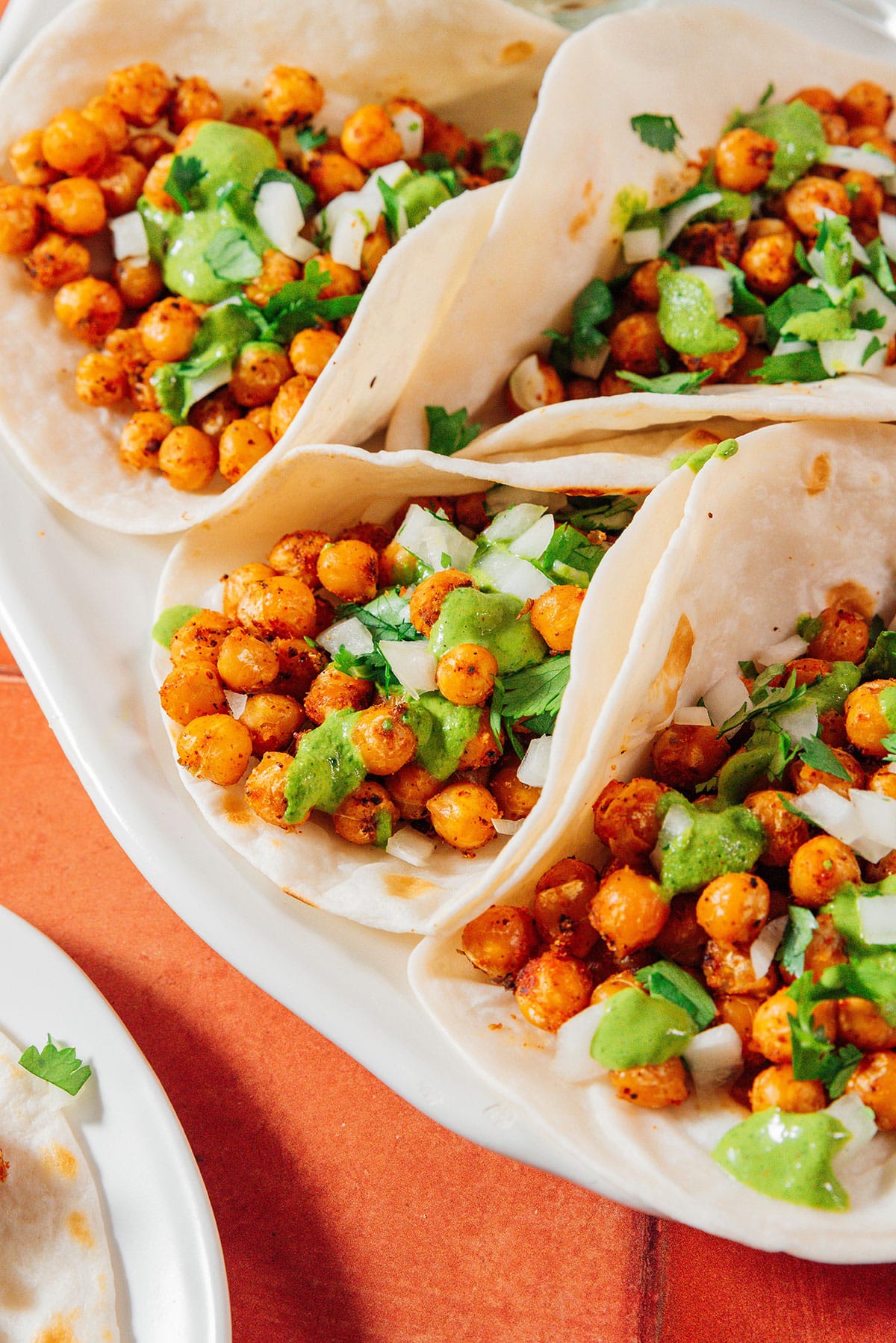 Chickpea tacos on a plate.