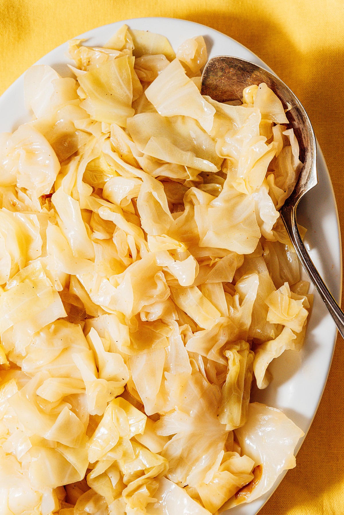 Slow cooker cabbage on a platter.