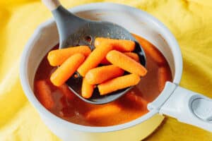 Carrots in a pot.