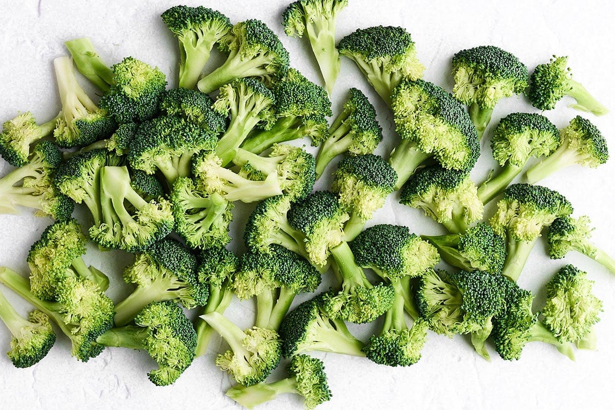 Close up of broccoli florets.