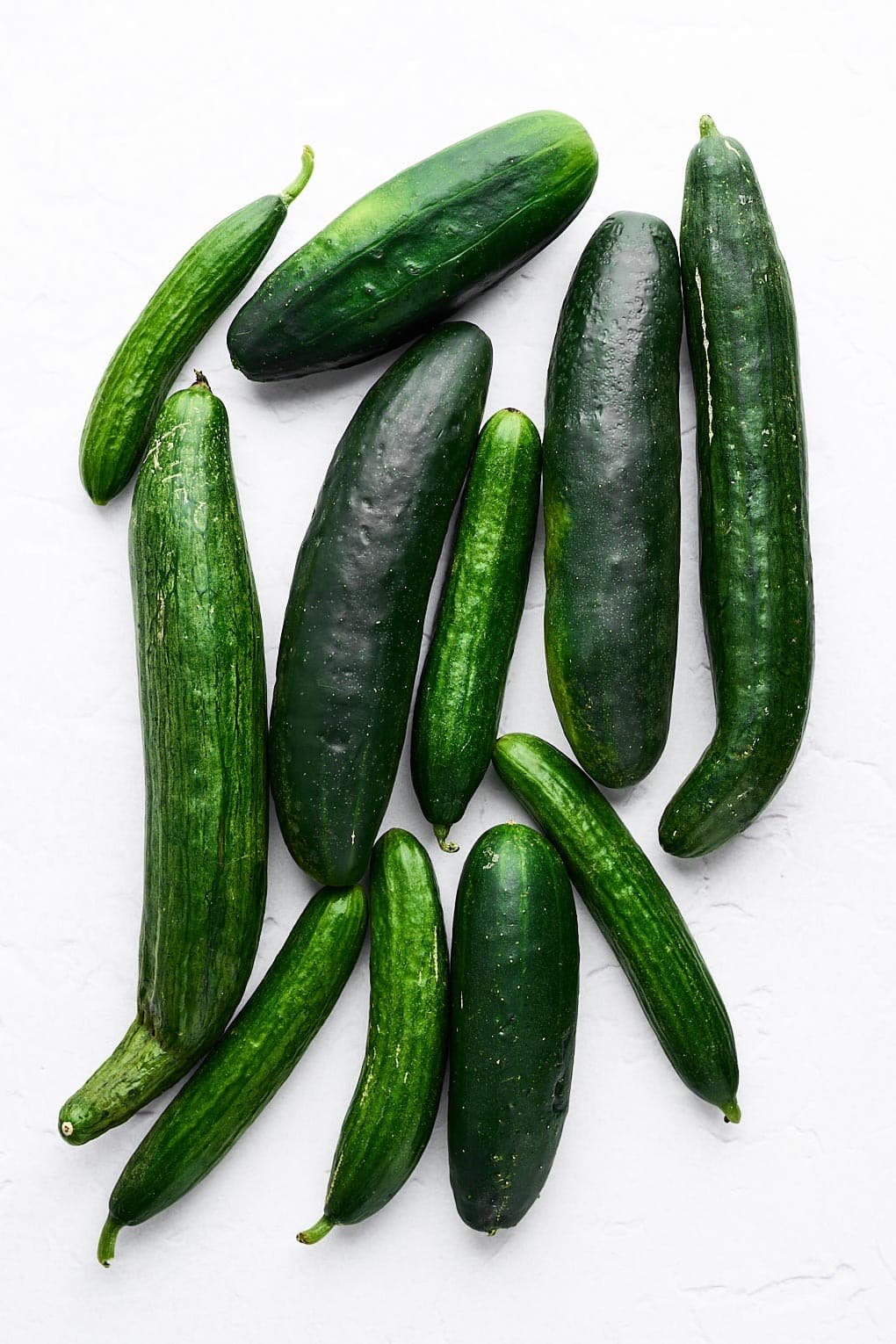 Different types of cucumbers.