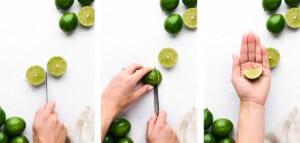 Crosswise lime wedges.